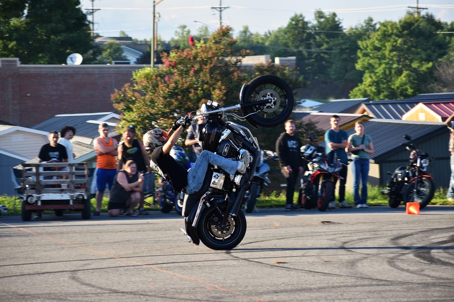Burnout pit going at Bike Night on Highway 601 in Davie County