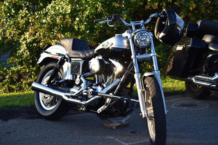 Custom paint and chrome detail on a motorcycle at the Eats on 601 Bike Night