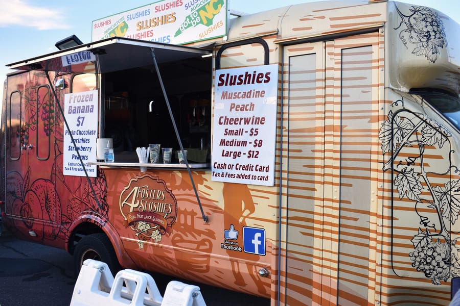Food trucks serving the crowd at Bike Night at Eats on 601 in Mocksville NC