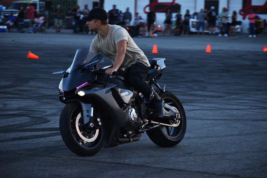 Burnout pit going at Bike Night on Highway 601 in Davie County