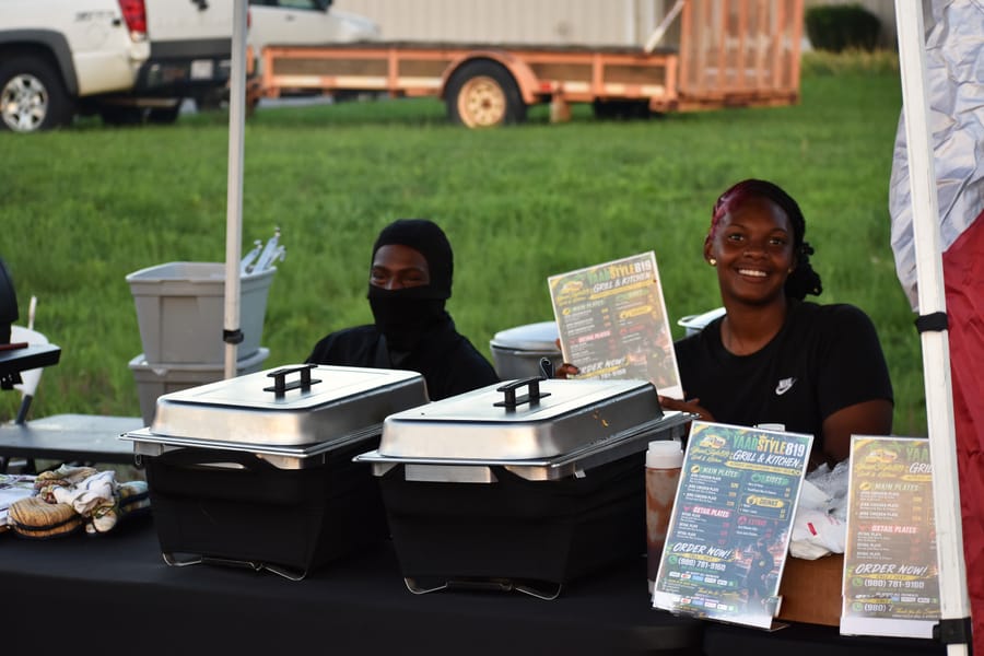 Food trucks serving the crowd at Bike Night at Eats on 601 in Mocksville NC