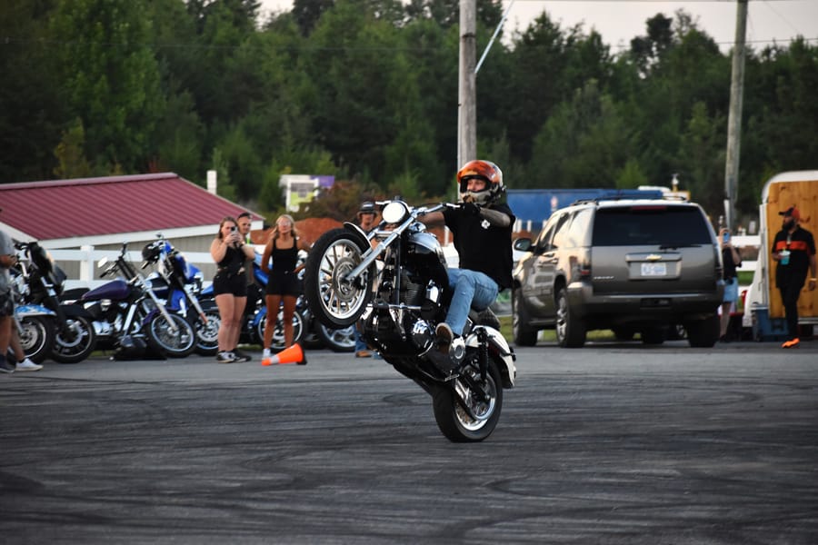 Burnout pit going at Bike Night on Highway 601 in Davie County