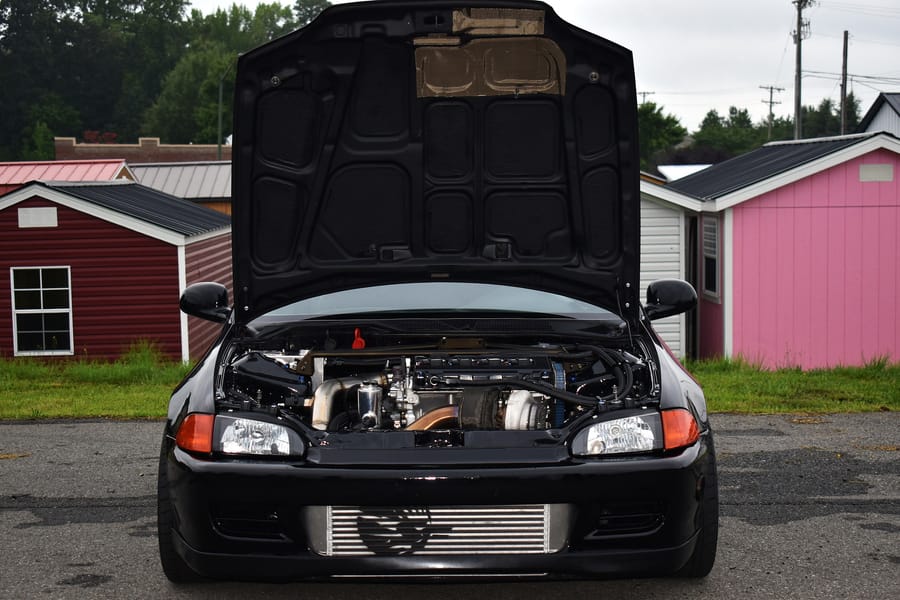 Black nineties Honda EJ coupe parked at the Eats on 601 Honda car meet in Mocksville NC