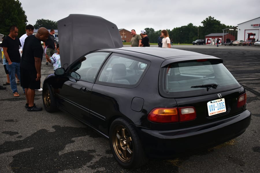 Black nineties Honda EJ coupe parked at the Eats on 601 Honda car meet in Mocksville NC