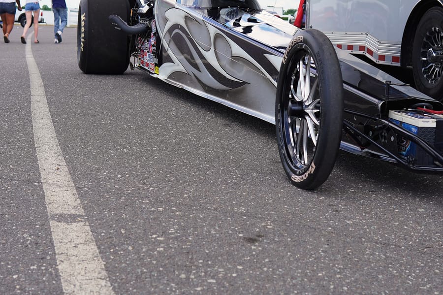 A custom car on display on the lot at Driven Creations Custom